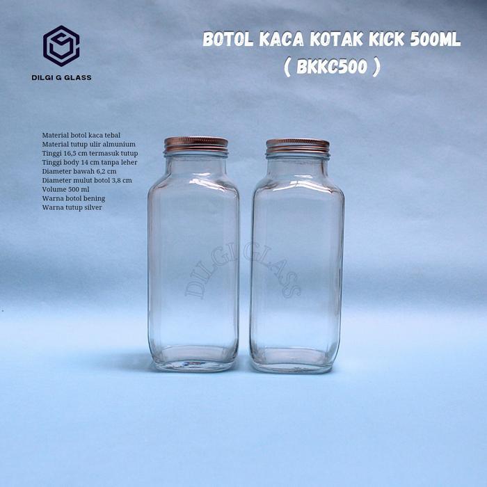 "New" BKKC500 botol kaca kotak french square 500ml/botol susu/juice/kopi