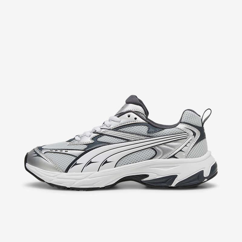 PUMA Morphic Retro Casual Breathable Fabric Cushioned Low-Top Sneakers in Neutral Gray-White