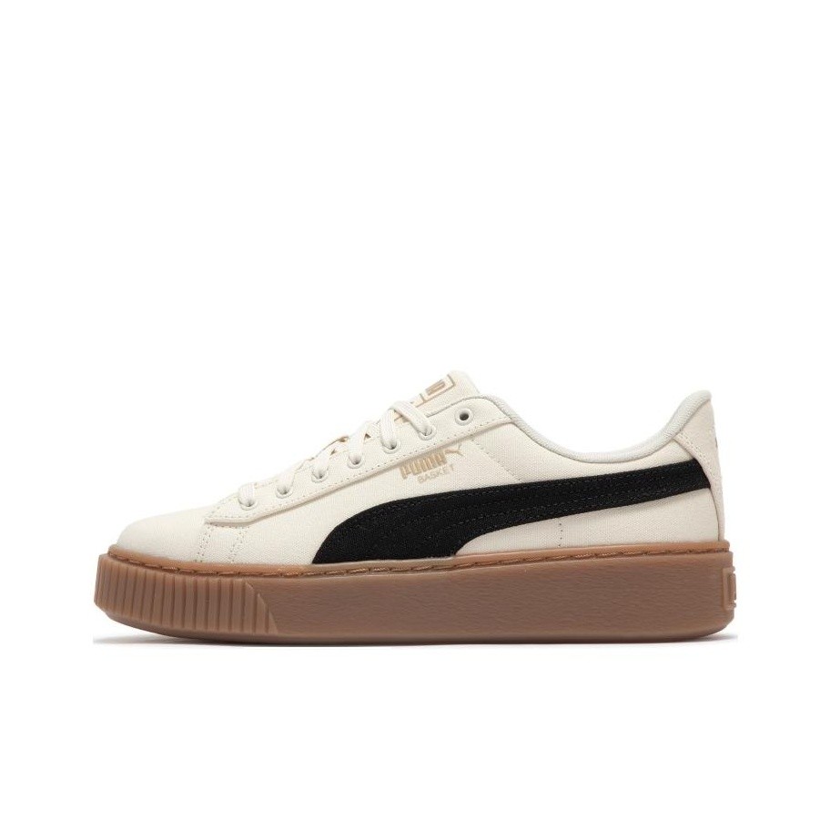 PUMA Basket Platform Canvas 'Beige Black' Women's 399251-01