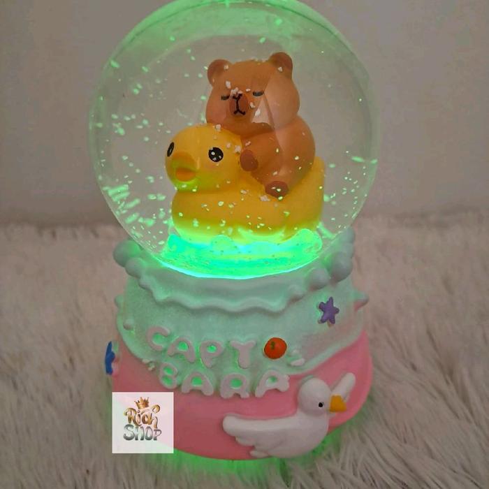 Snowball Kotak Musik Lampu Unicorn Bola Kaca Kristal Salju Snowglobe Waterball