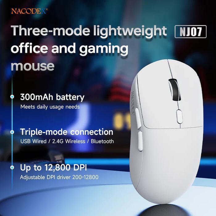 AJAZZ NJ07 / NJ-07 Gaming Mouse PAW-3311 Lightweight Tri-mode Connection 1000Hz Polling Rate