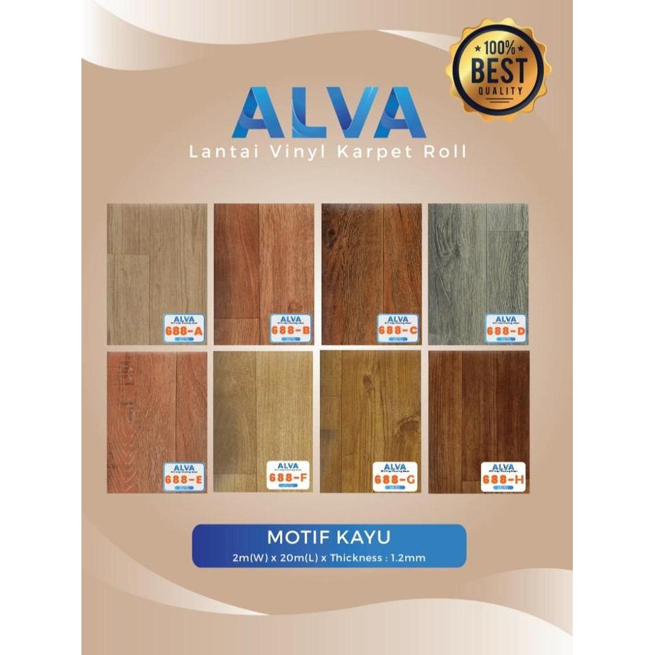 Karpet Lantai Vinyl Korea tebal 1.2mm Motif kayu