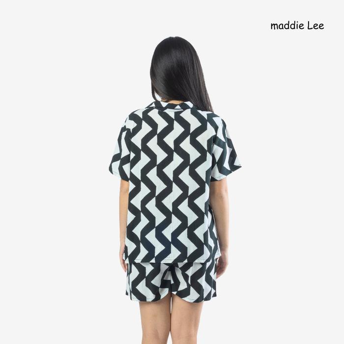 SPECIAL Maddie Lee Piyama Wanita Dewasa Sevin Black and White Line Z