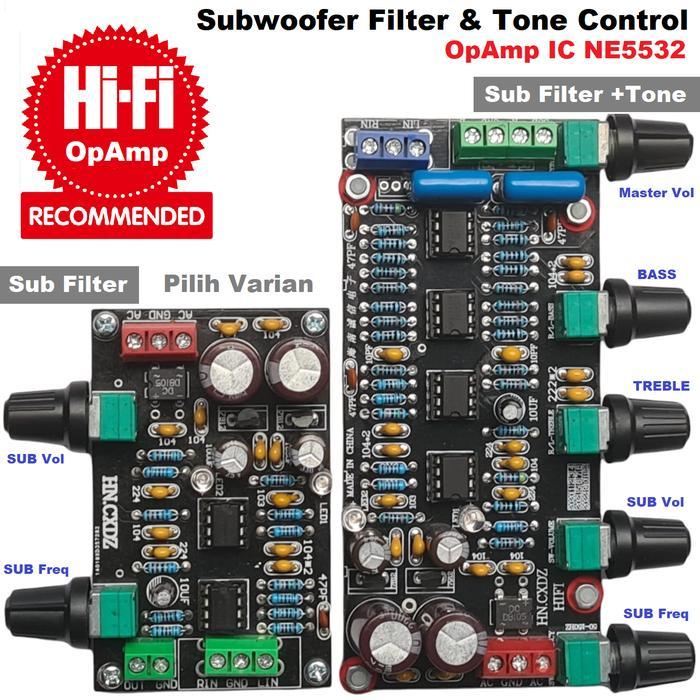 HIFi 2.1 Stereo+Subwoofer Pre-Amplifier Bass Tone Control LFE Filter