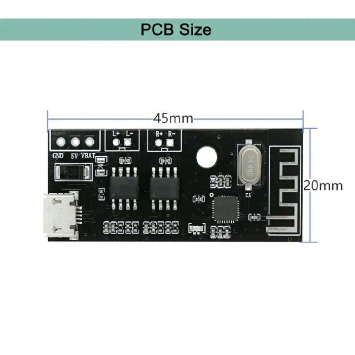 Jq-M005 Modul Amplifier Mini Stereo 2X3W Bluetooth 3.7V 5V Dc Bisa Cas Baterai Redy Stok