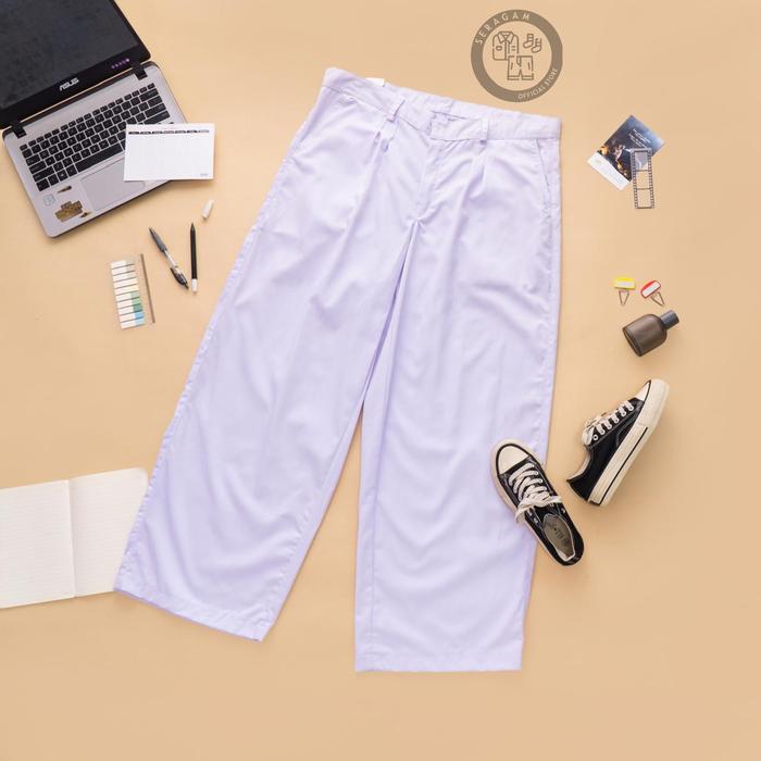 [Baggy] Celana Panjang Baggy Gombrong Putih Smp Sma American Drill Tanpa Karet