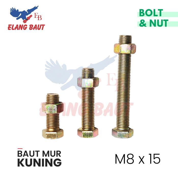 Baut Mur Kuning M8X15 / Baut 8X15 / Bmk M8