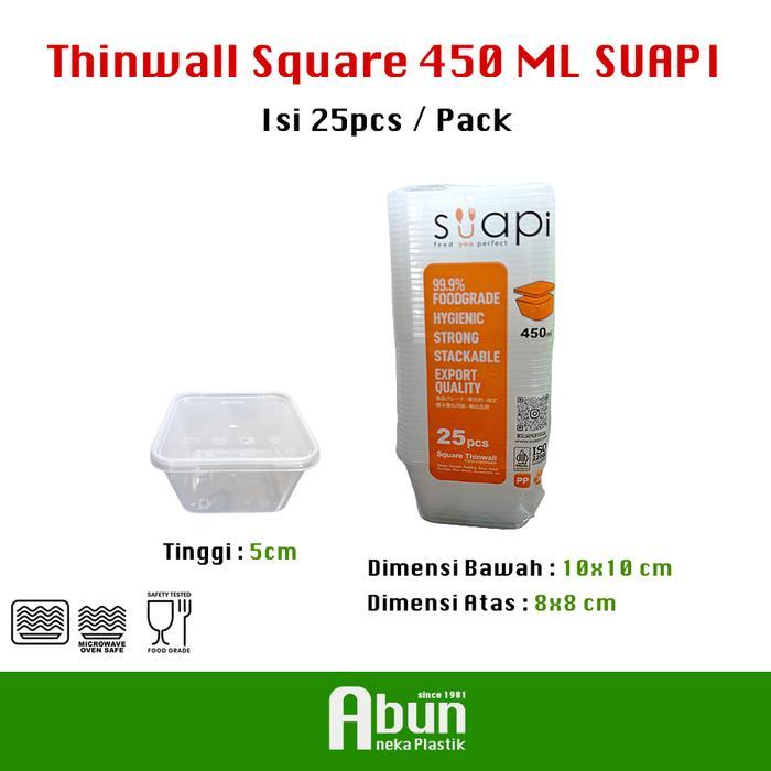 THINWALL SQUARE 450ML SUAPI @25PCS