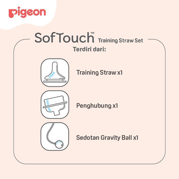 Pigeon Softouch Training & Drinking Straw Set Dot & Sedotan Botol Susu Bayi