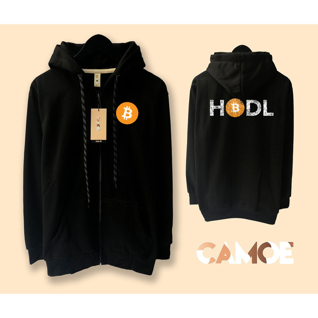 Jaket Hoodie Zipper Bitcoin HODL