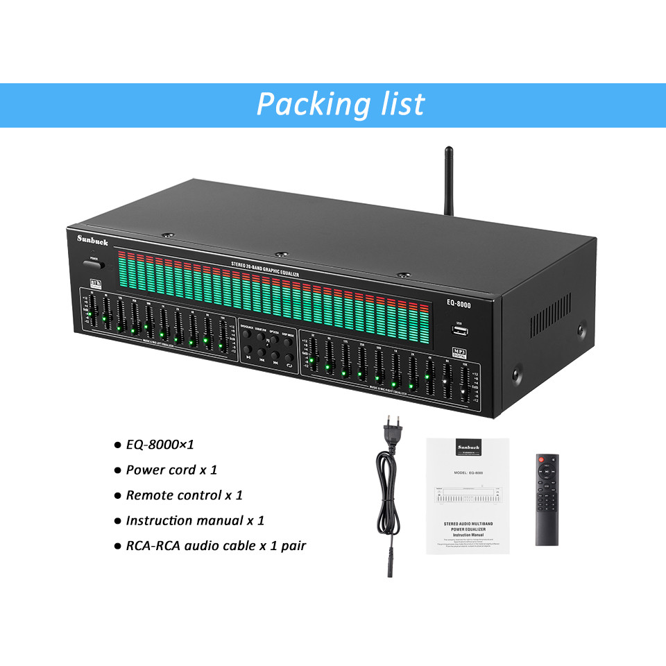 New EQ equalizer music spectrum analysis stereo 20-band graphic equalizer BT5.4 EQ-8000 audio player