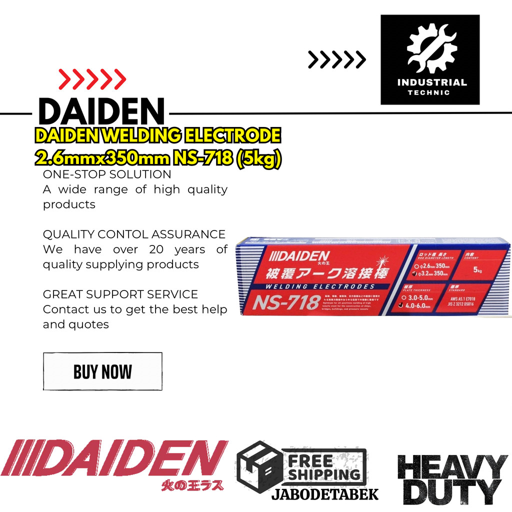 DAIDEN WELDING ELECTRODE 2.6mmx350mm NS-718 (5kg) KAWAT LAS / KAWAT ELEKTRODA