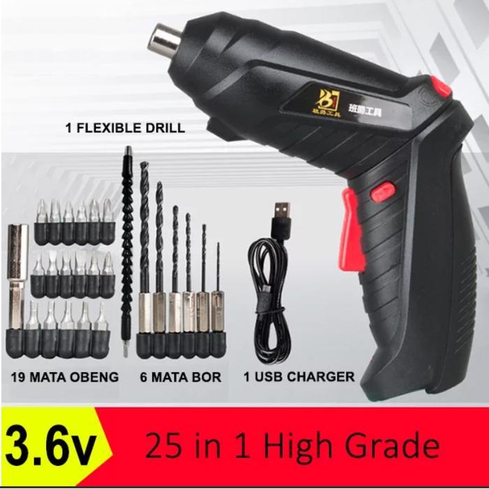 Krisbow - 25In1 Cordless Impact Drill Mini Mesin Bor Portable 3.6V Recharge