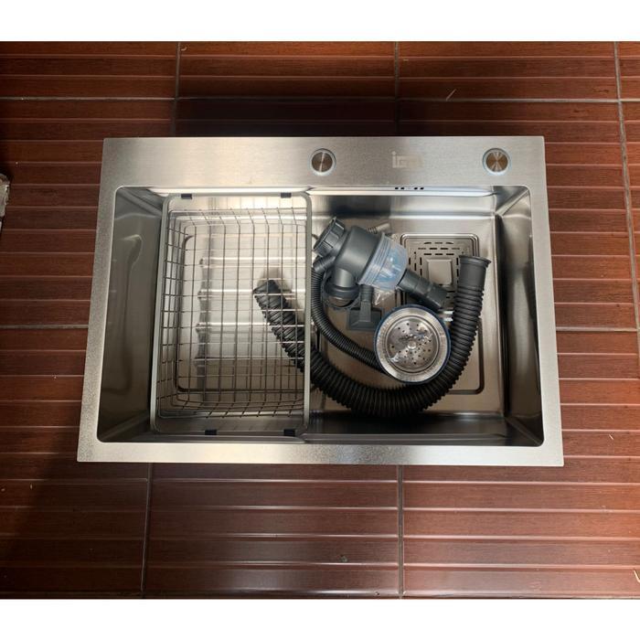 Igm Kitchen Sink Premium Igm 65X45 Stainless Silver Satin / Bak Cuci Piring Bcp Handmade + Peniris