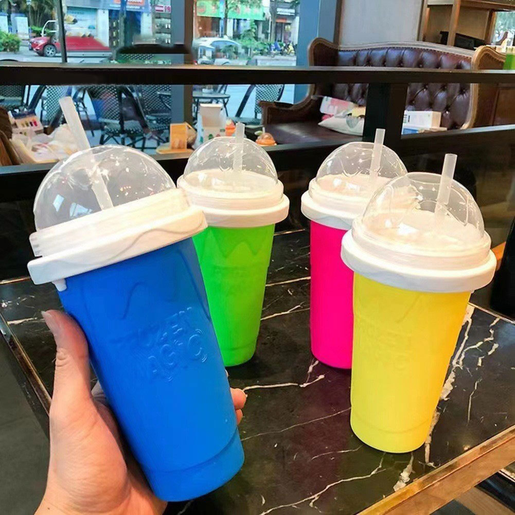ML Quick-Frozen Slushy Maker Cup with Lid Slushy Cup For Homemade Smoothies Juice Ice Cream Summer