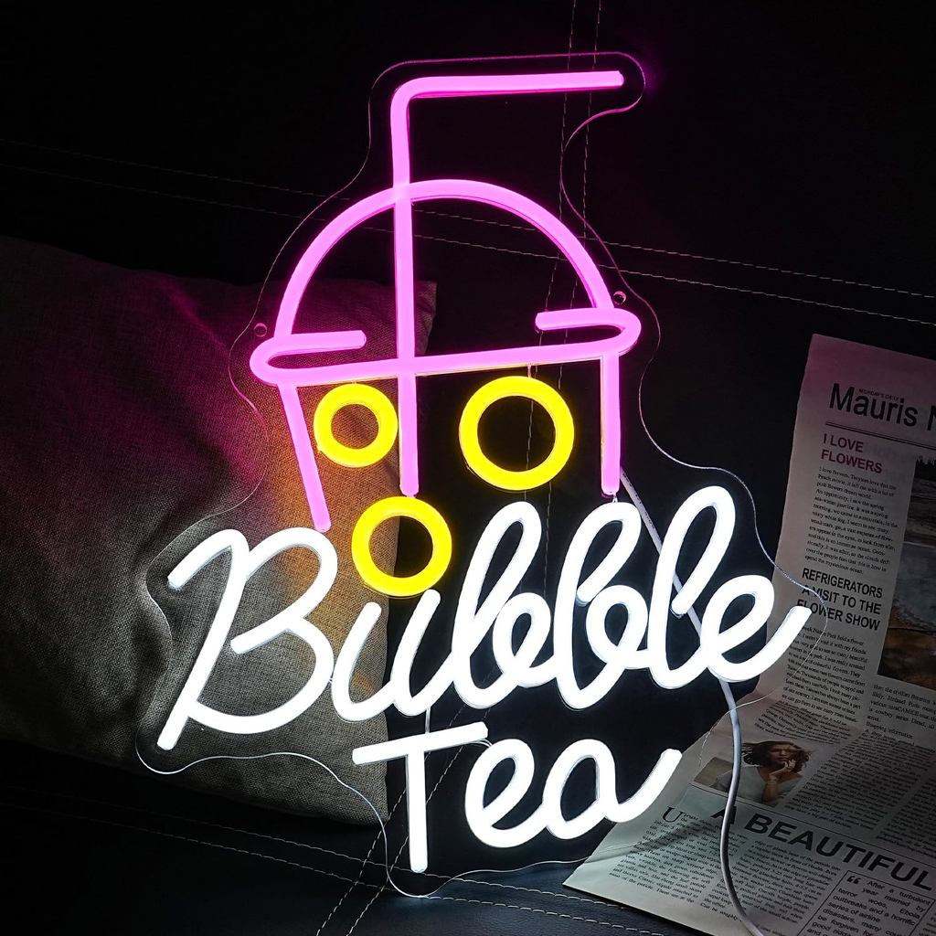 Boba Time Neon Sign for Wall Decor Bubble Tea Neon for Cafe Bar Kitchen Restaurant Coffee Dessert