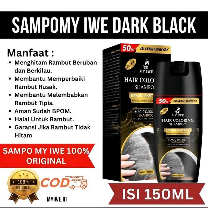 Myiwe Hair Coloring Shampo Shampoo Black Penghilang Uban Sampo Hitam My iwe Penghitam sampo