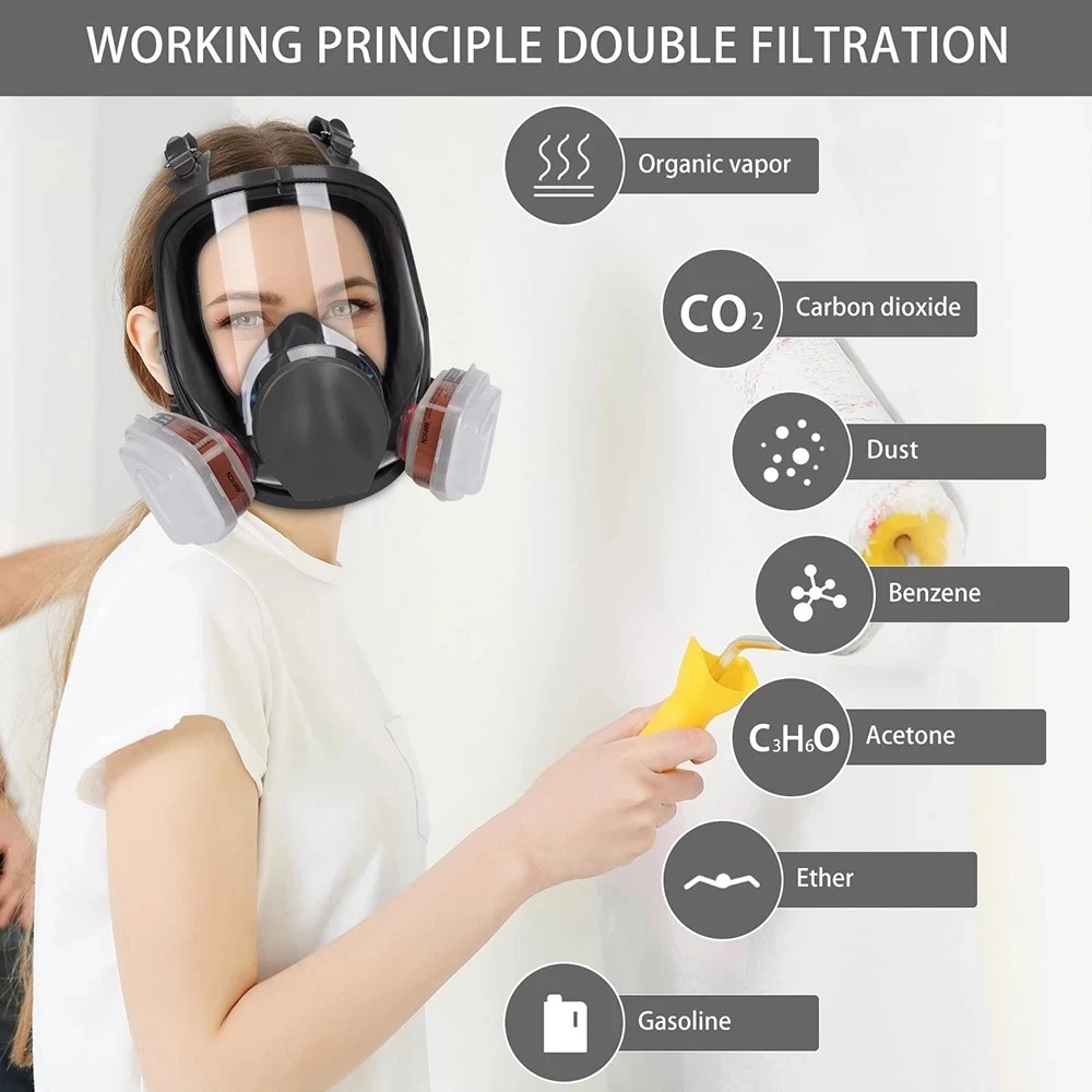 6800 Gas Mask Anti-Fog Full Face Respirator Industrial Painting Spraying Respirator Safety Work
