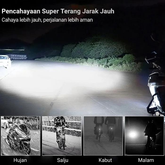 Lampu Tembak Led Laser Lampu Laser Tiga Mata Putih Kuning Tahan Air Untuk Motor
