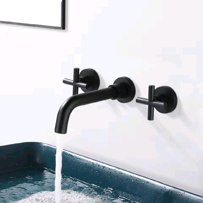 KRAN WASTAFEL TEMBOK PANAS DINGIN / KRAN WASTAFEL DINDING HITAM DOFF