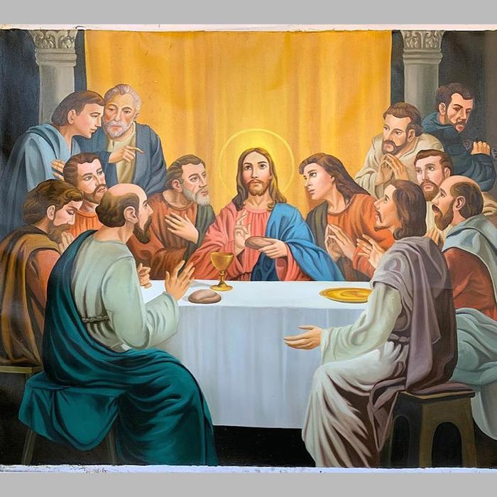 Lukisan yesus perjamuan kudus kanvas