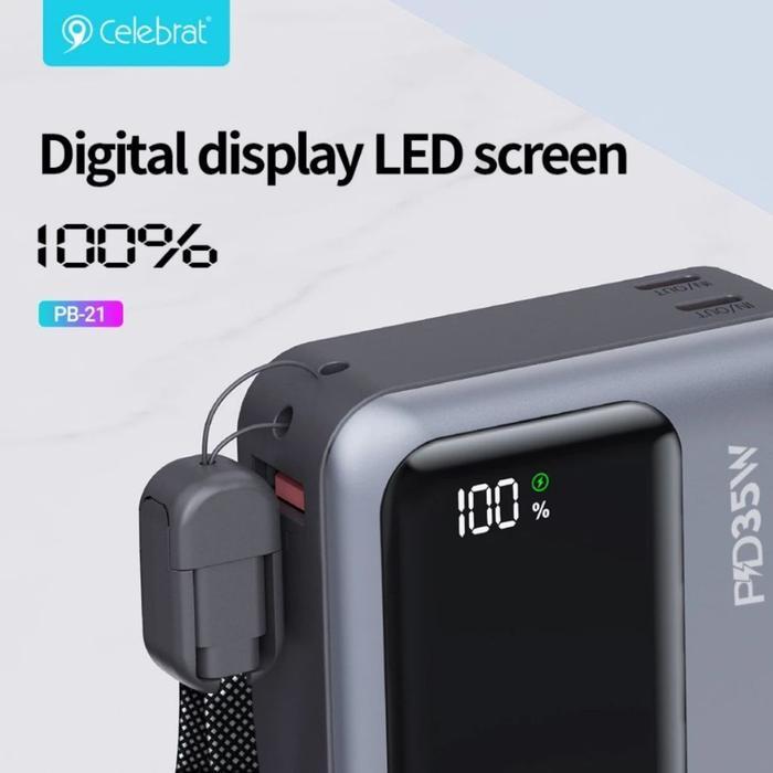 Power Bank Celebrat PB-21 20000 mAh Dual Output USB+Type-C 35W+22.5W Fast Charging
