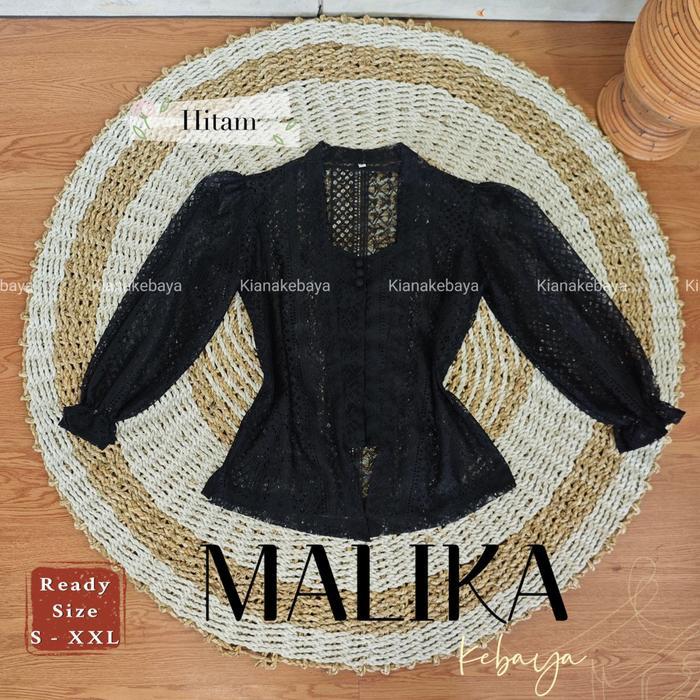 (Hanya Kebaya) Baju Kebaya Brokat Malika Bet Pecah Lace Lengan Kerut Bali Wisuda Modern Murah
