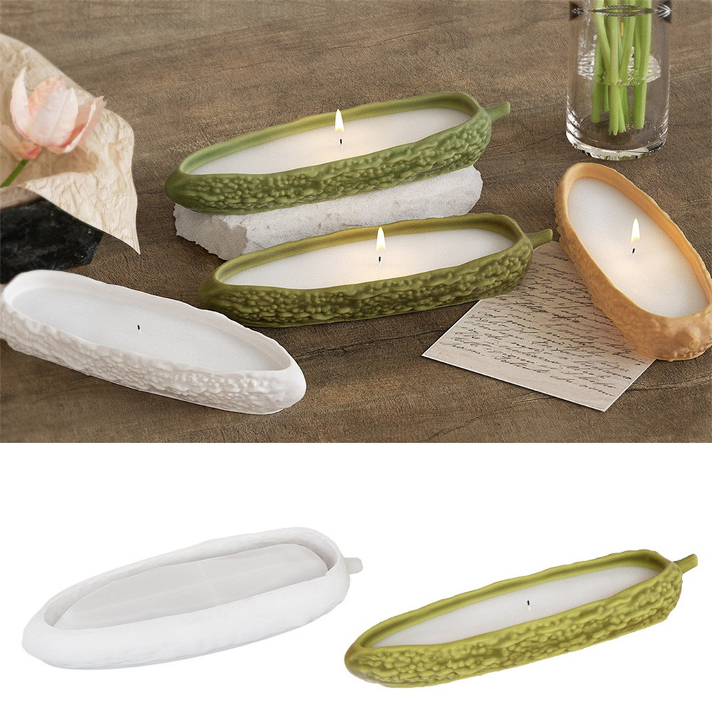 3D Bitter Melon Candle Jar Silicone Mold DIY Home Ornament Making Molds Plaster Resin Storage Tray F