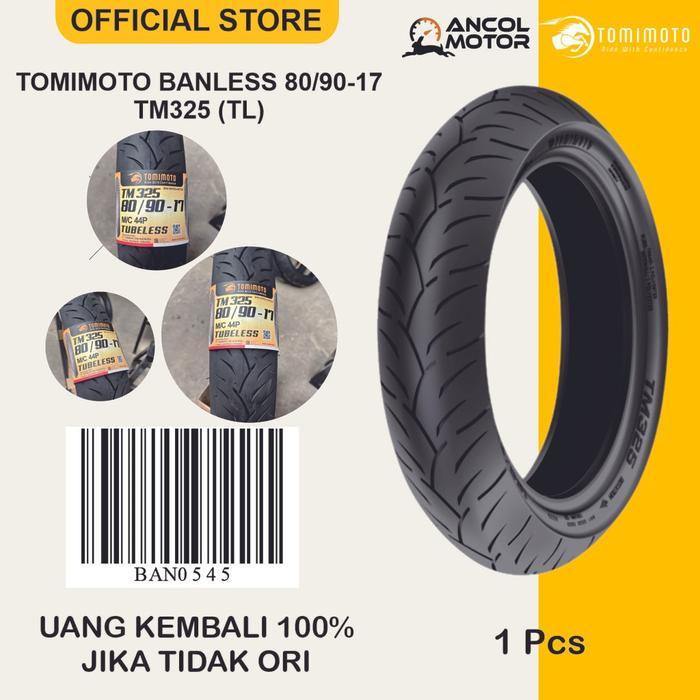 Promo Ban Luar Tubeless Tomimoto Tm325 80/90 Ring 17, Kuat & Tahan Lama Untuk Motor Bebek - Supra,