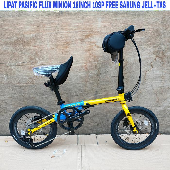 Khusus gojek/grab)Sepeda Lipat Pasific Flux Minion 16Inch 10Sp