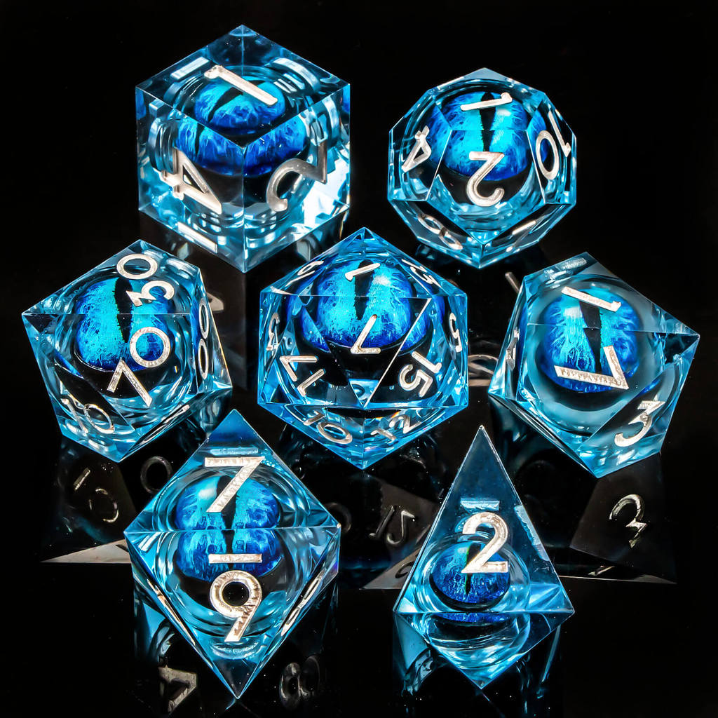 Dragon Eye Dice Set Full Liquid Core D And D Sharp Edge for Dungeon And Dragon D&D Dice Pathfinder