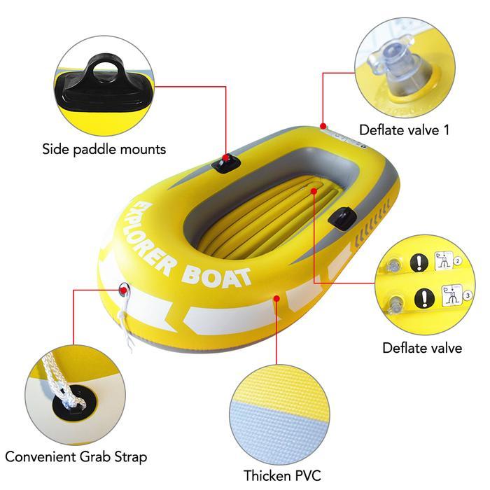 Perahu Karet Inflatable Boat Arung Jeram 2 Orang Kayak Valve Sunproof New