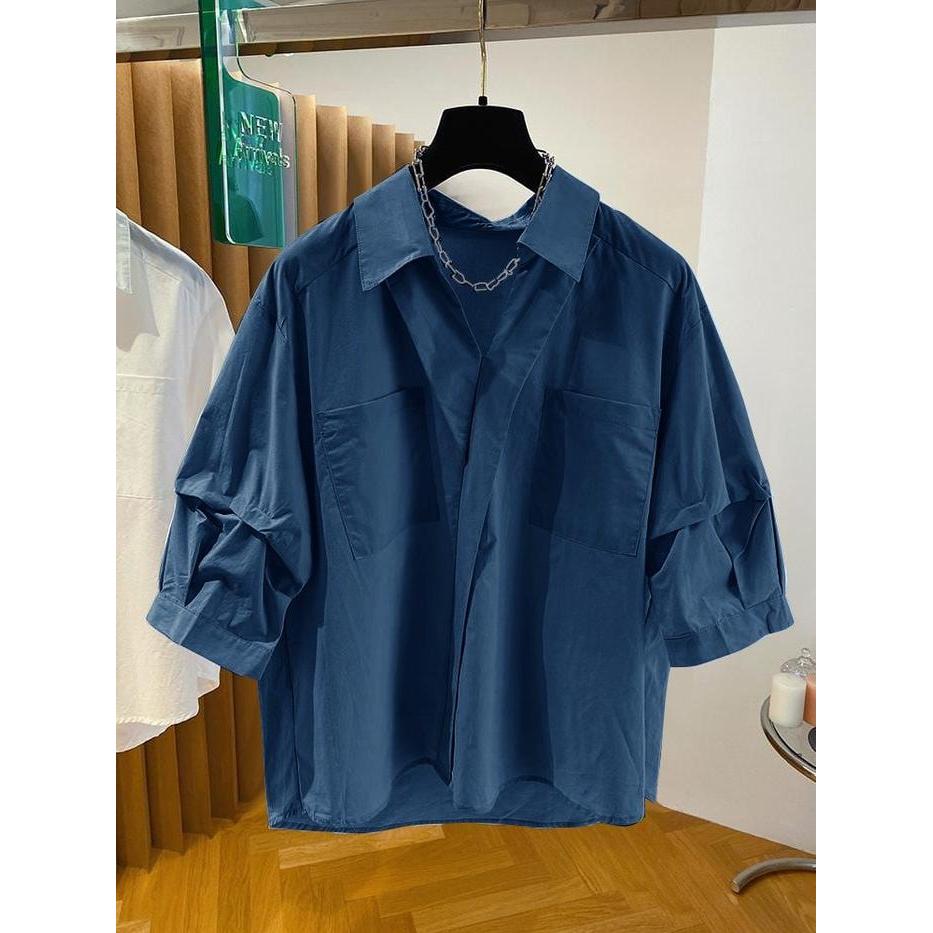 Cod-Cotton V-Neck Twist Blouse Wanita Katun Premium Blus Wanita Tbk