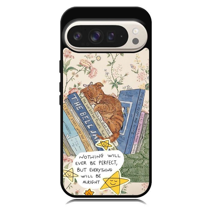 Sleeping Cat Books Cozy Quote Art Hybrid Case Casing Custom Google Pixel 10 9 8 7 6 5 4 3 Pro XL 10A