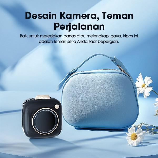 Acome Af002 Portable Mini Fan Camera Style Kipas Angin Gantung Leher Model Kamera Tali Kalung