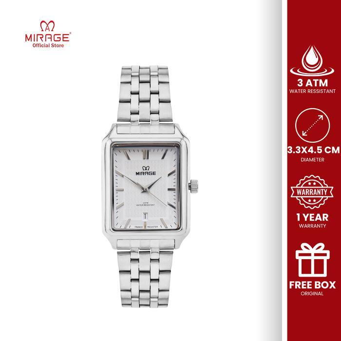 Mirage Watch - Jam Tangan Pria Kasual Formal Analog Segi Silver Stainless Anti Air 8835 / 8886 M