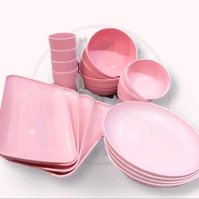20pcs/set piring mangkok baso sup gelas plastik wheat straw