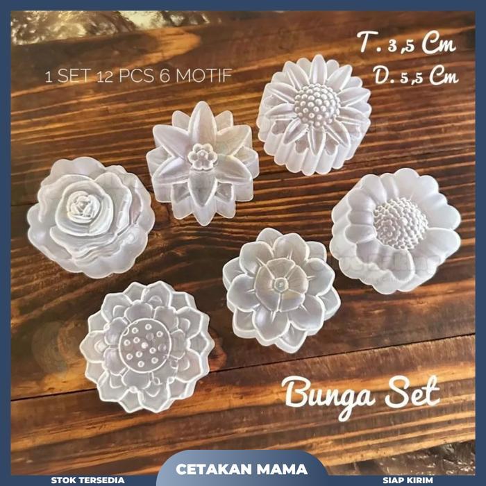 12 pcs Cetakan Cup Bunga Set Kue 5.5 cm Plastik / Cetakan Bunga Lotus / Cetakan Puding Plastik /