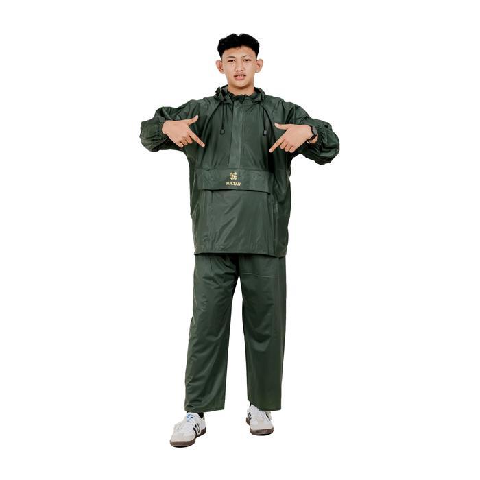 Sultan Jas Hujan Model Kanguru Dewasa Army Jaket Dan Celana Pria Wanita Bahan Pvc Super Anti Rembes