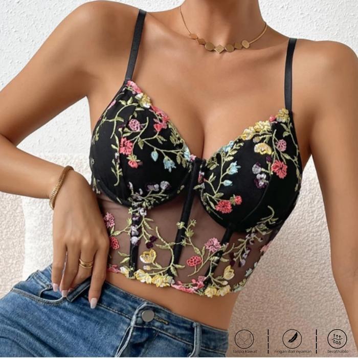 Bustier Top Sexy Lingerie Bustier Set Sexy Corset Bra Wanita