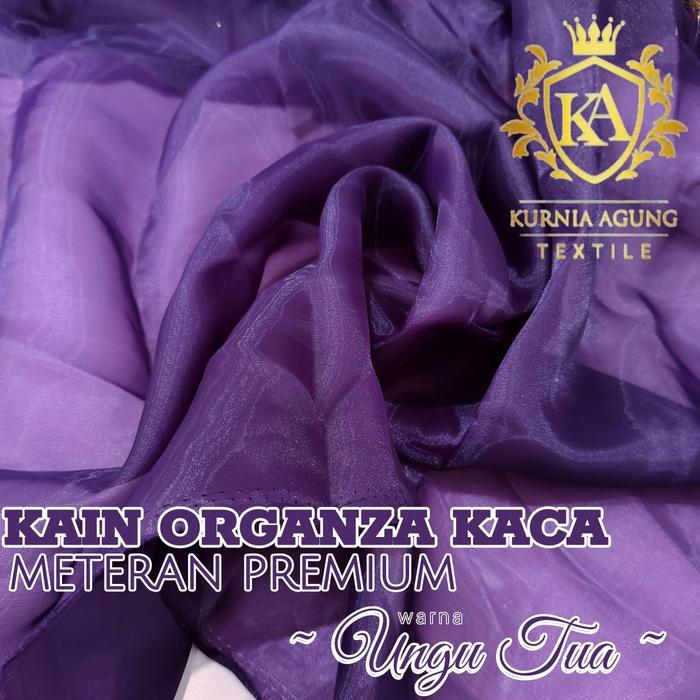 Meter Kain Organza Organdi Silk Kaca Premium warna UNGU TUA/ UNGU TERONG Meteran Organza Silk Polos