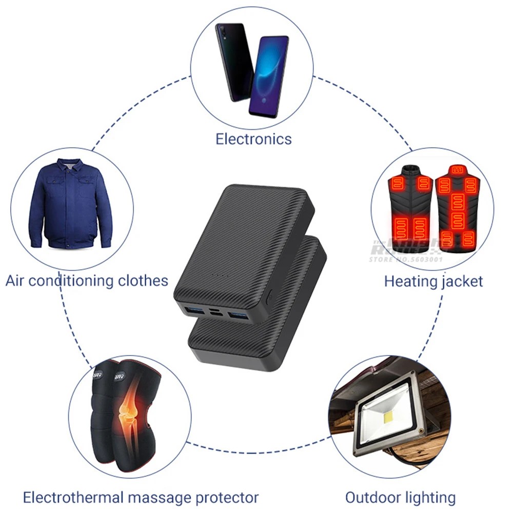Super Large Capacity Portable Power Bank, 20000mAh, for Heating Clothing, Long-Lasting Battery,
