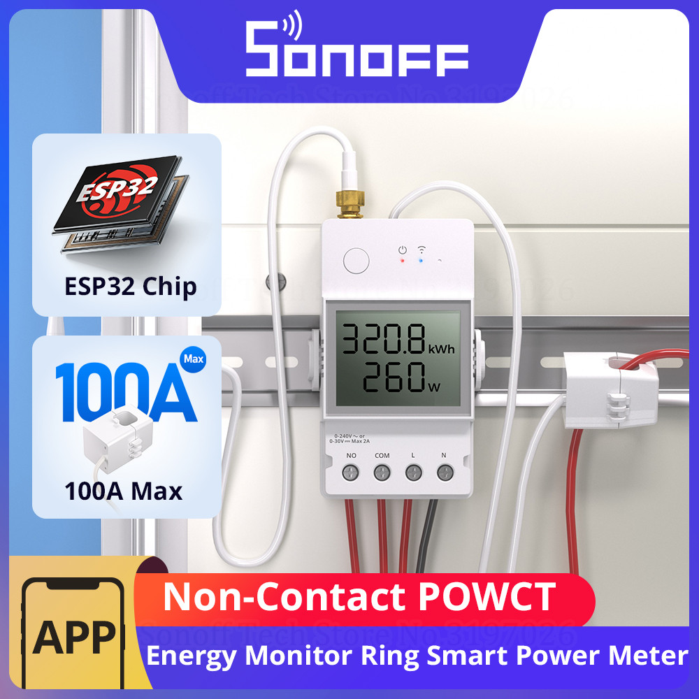 SONOFF POWCT Ring Smart Power Meter ESP32 Chip Non-Contact CT 100A Energy Monitor Contacter Control