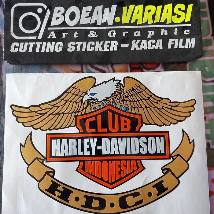 Cutting sticker harley davidson wing harley davidson kaca body mobil