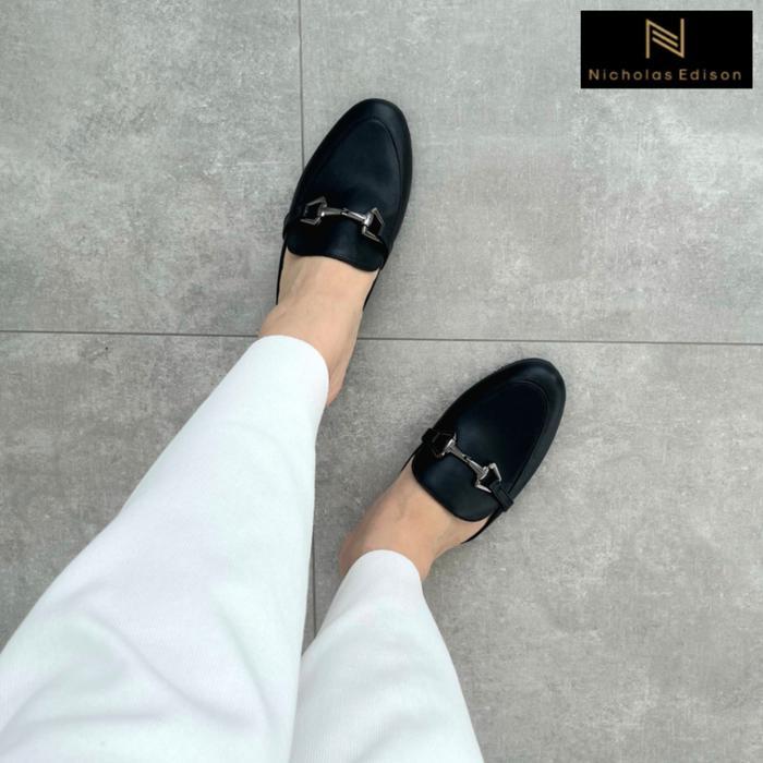 Ready Nicholas Edison Flat Valdi Sandal Mules Slip On Round Toe Nyaman Terbaru