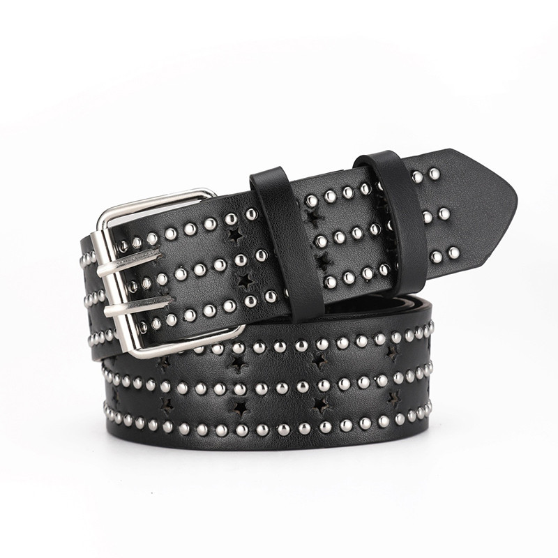 SF Fashion New Bronze Bullet Belt Metal Belt Men And Women Punk Hardware Jeans Belt Y2K Belt