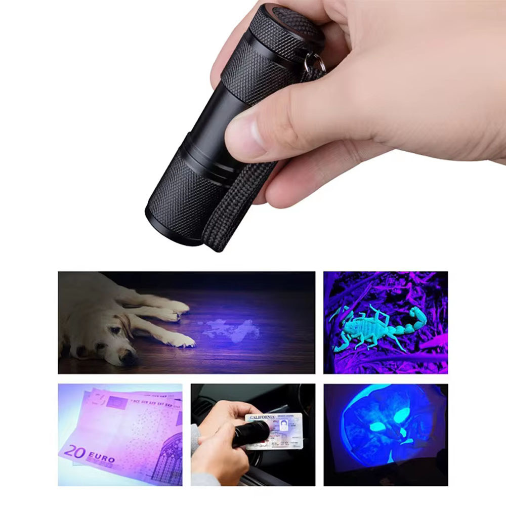9 LED UV Flashlight Torch Light 395nm Ultra Violet Light Blacklight UV Lamp Torch AAA Battery For Ma