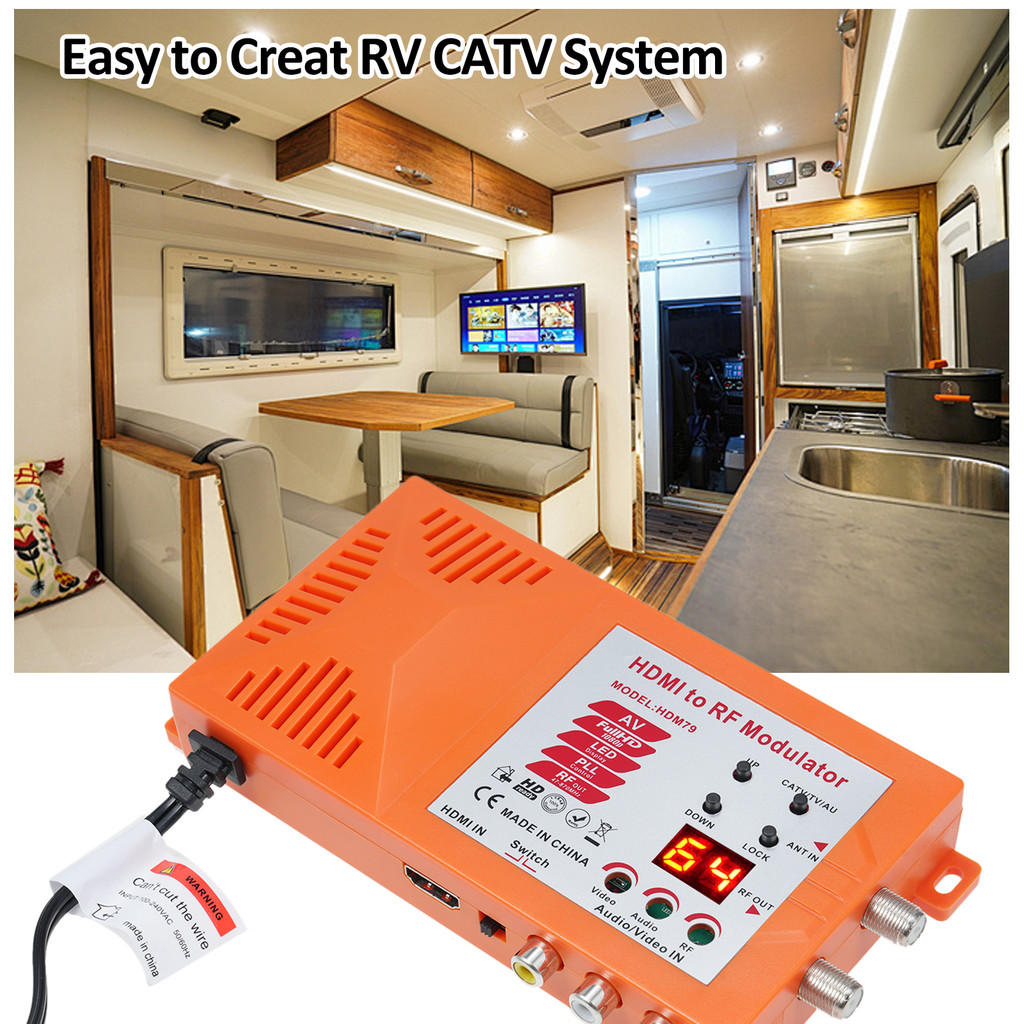 TV/AV to RF Modulator Coaxial UHF Converter Adapter w/ANT & Channel Switch for Gaming Laptop Blu-ray