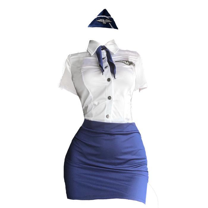Lingerie Cosplay Set Pramugari Flight Attendant Seragam bermain Peran kostum 2A323