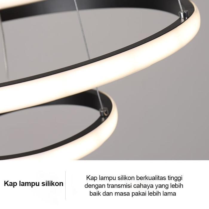 Golden LED Lampu plafon Lampu Gantung Minimalis Modern RUANG TAMU Lampu Gantung LED 3 Ring Modern